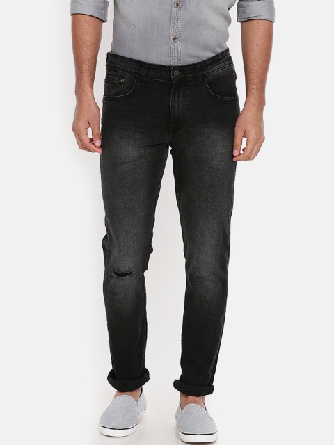 

Breakbounce Men Black Slim Fit Mid-Rise Slash Knee Stretchable Jeans