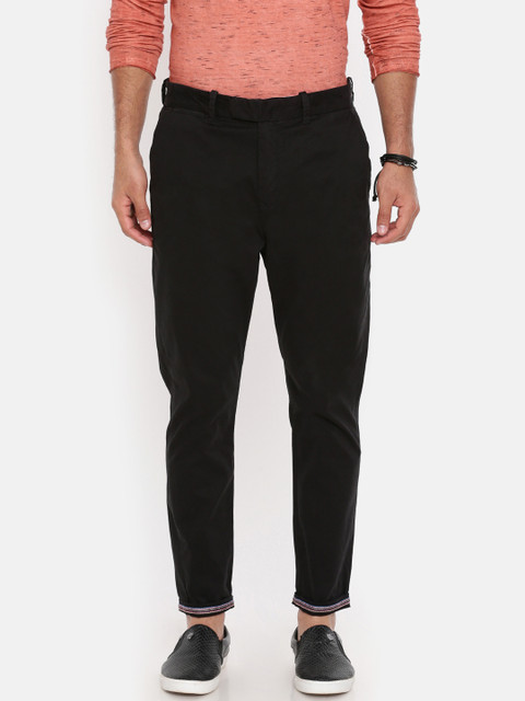 

Breakbounce Men Black Slim Fit Solid Chinos