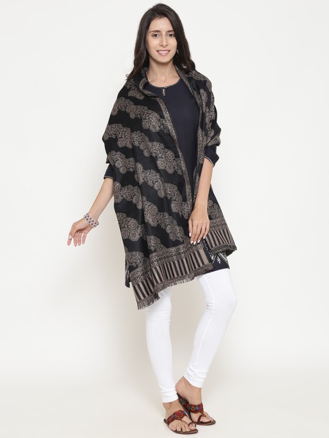 

WEAVERS VILLA Black & Grey Patterned Shawl
