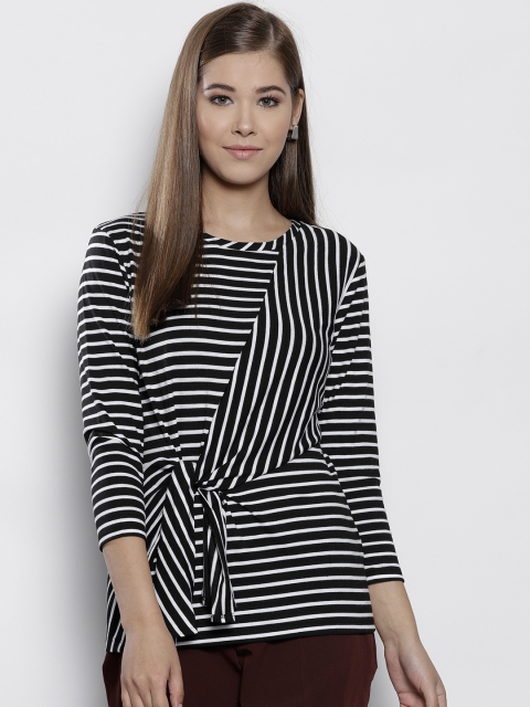 

DOROTHY PERKINS Women Black & White Striped Top