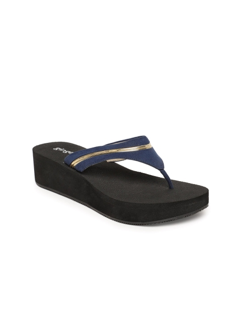 

Ginger by Lifestyle Women Navy Blue & Gold-Toned Solid Wedges