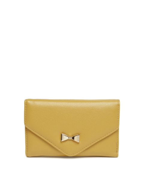 

CERIZ Women Mustard Yellow Solid Three Fold Wallet