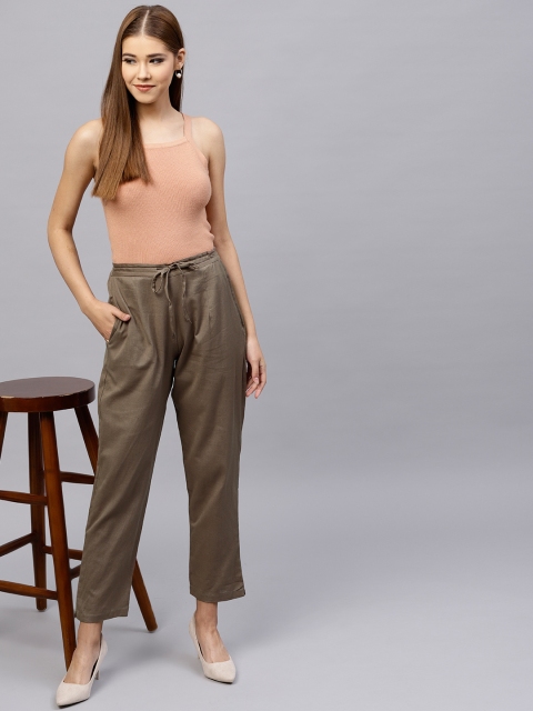

Shree Women Brown Regular Fit Solid Trousers