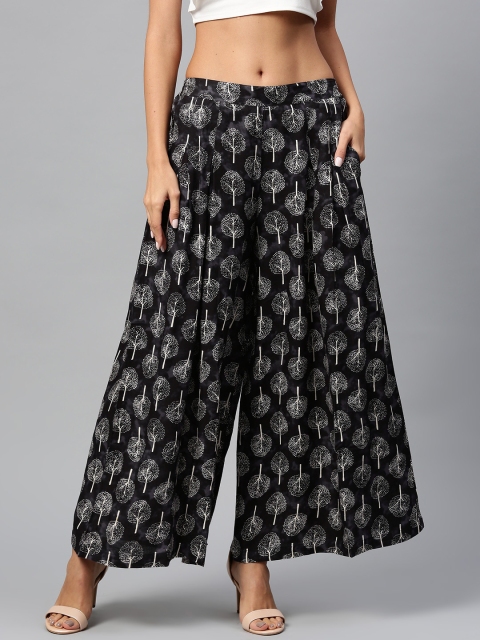 

Shree Women Black & White Printed Flared Palazzos