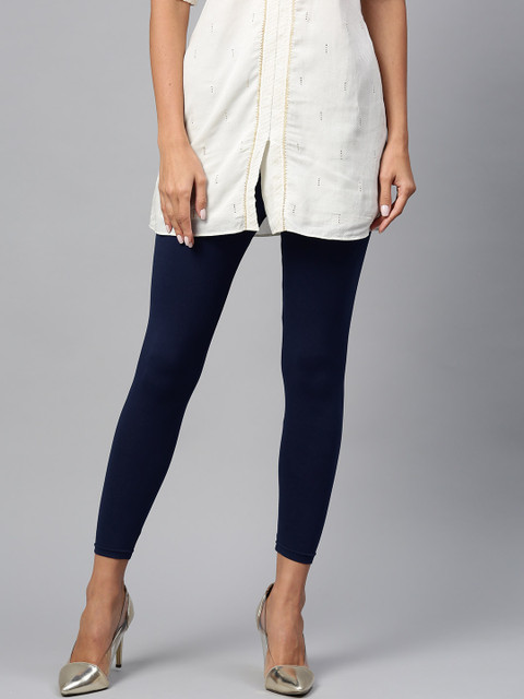 

Shree Navy Solid Ankle-Length Leggings, Navy blue