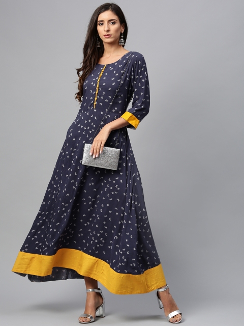 

Shree Women Navy Blue Printed Maxi Dress