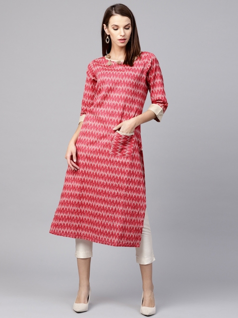 

Shree Women Red & Beige Printed Straight Kurta