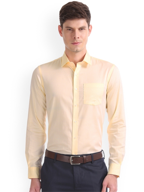 

Arrow Men Yellow Slim Fit Self Design Formal Shirt