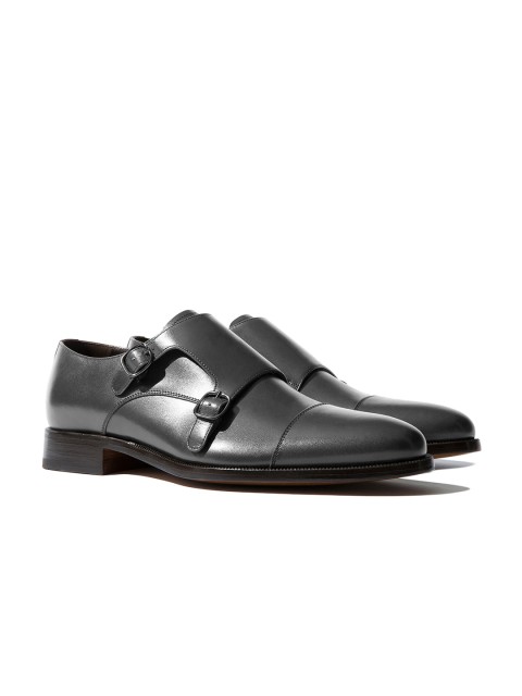 

Rapawalk Grey Handcrafted Wide Width Leather Monks, Charcoal