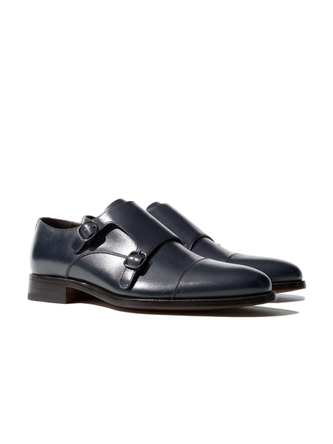 

Rapawalk Blue Handcrafted Standard Width Leather Monks, Navy blue
