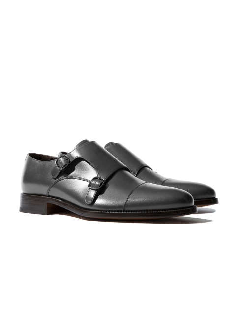 

Rapawalk Grey Handcrafted Wide Width Leather Monks, Charcoal