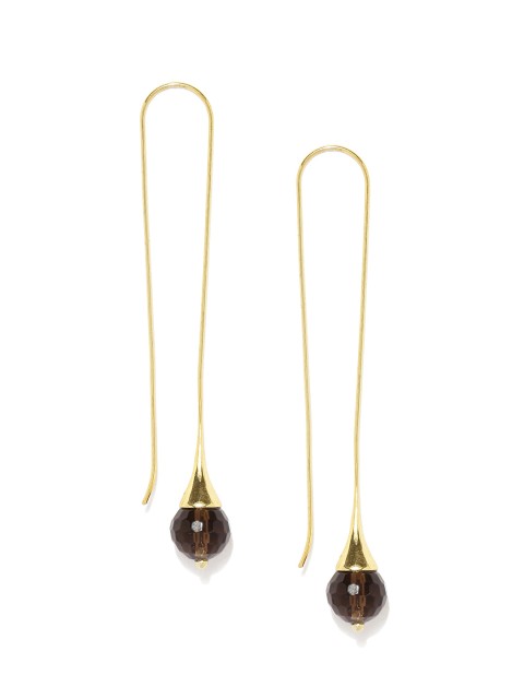 

Gehna Gold-Toned & Grey Topaz and 925 Sterling Silver Drop Earrings