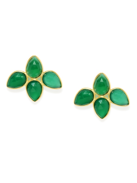 

Gehna Gold-Toned & Green Floral Oversized Studs