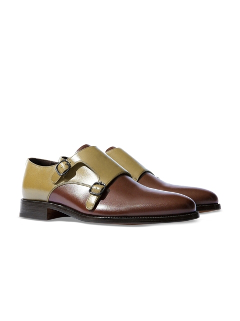

Rapawalk Beige & Coffee Brown Handcrafted Wide Width Leather Monks