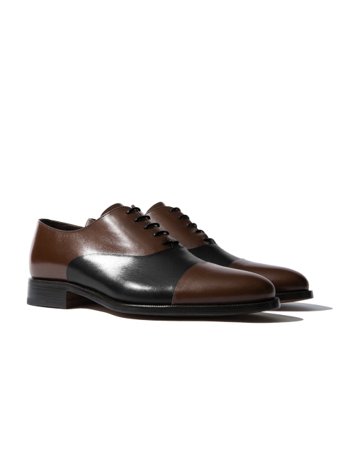 

Rapawalk Coffee Brown & Black Handcrafted Wide Width Leather Oxfords