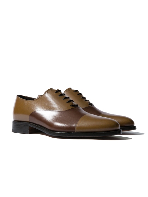 

Rapawalk Beige & Coffee Brown Handcrafted Wide Width Leather Oxfords
