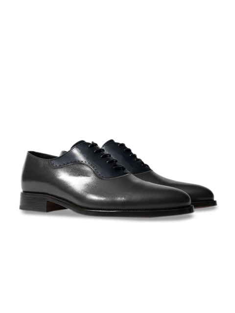 

RAPAWALK Grey & Blue Handcrafted Wide Width Leather Oxfords