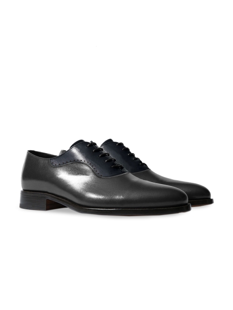 

RAPAWALK Grey & Blue Handcrafted Wide Width Leather Oxfords