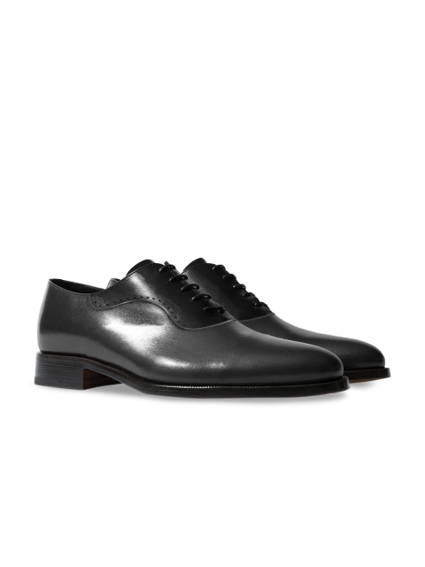 

Rapawalk Grey & Black Handcrafted Wide Width Leather Oxfords, Charcoal