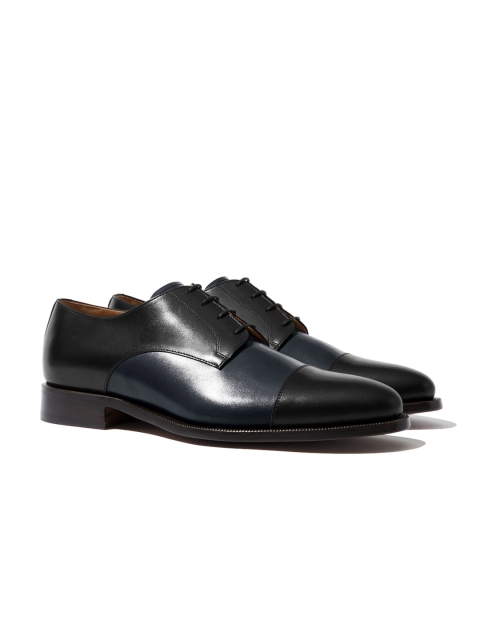 

Rapawalk Black & Blue Handcrafted Wide Width Leather Derbys