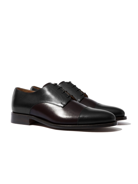 

Rapawalk Black & Burgundy Handcrafted Wide Width Leather Derbys