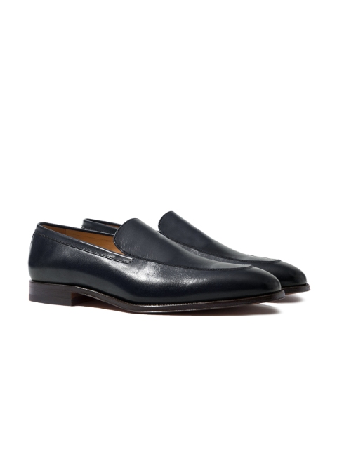 

Rapawalk Blue Handcrafted Wide Width Leather Slipons, Navy blue