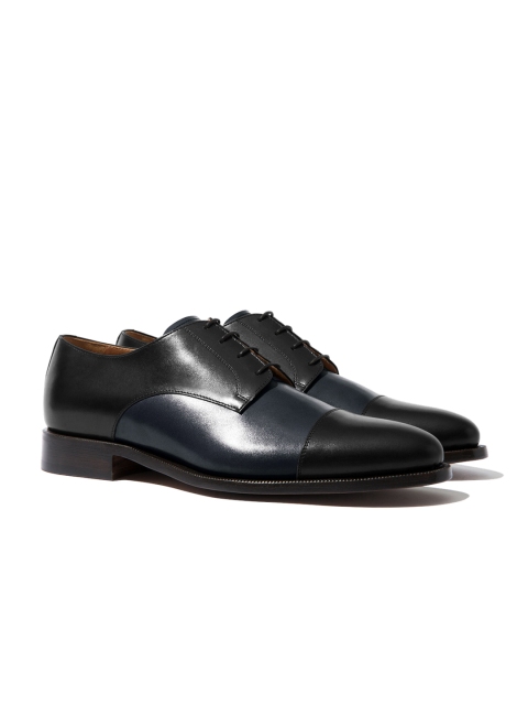 

Rapawalk Black & Blue Handcrafted Wide Width Leather Derbys