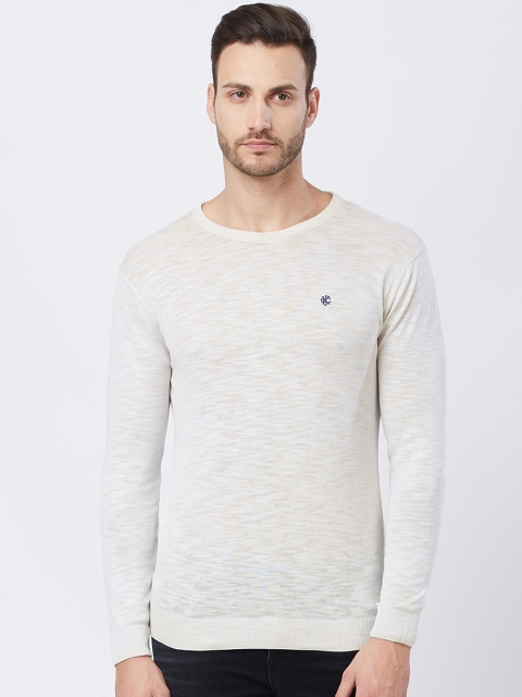 

Killer Men Off-White & Khaki Self Design Pullover Sweater