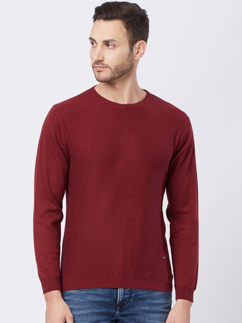 

Killer Men Maroon Self Design Pullover Sweater