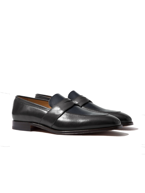 

Rapawalk Grey & Blue Handcrafted Wide Width Leather Slipons