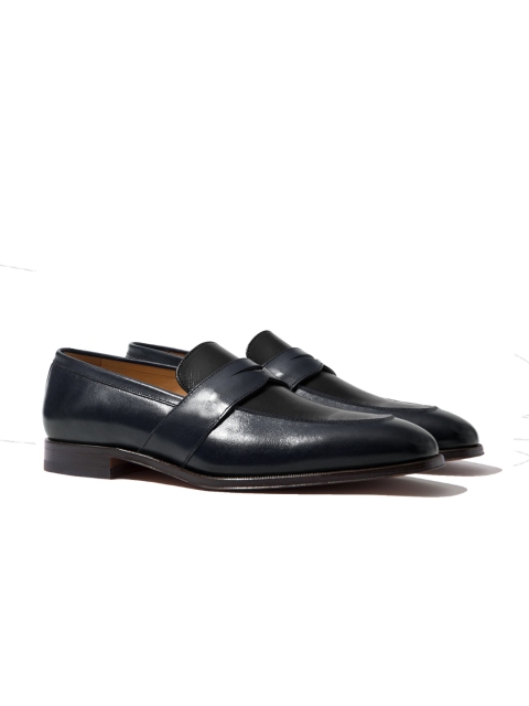 

Rapawalk Blue & Black Handcrafted Wide Width Leather Slipons