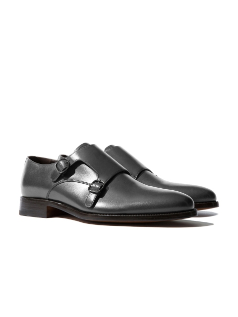 

Rapawalk Grey Handcrafted Wide Width Leather Monks, Charcoal