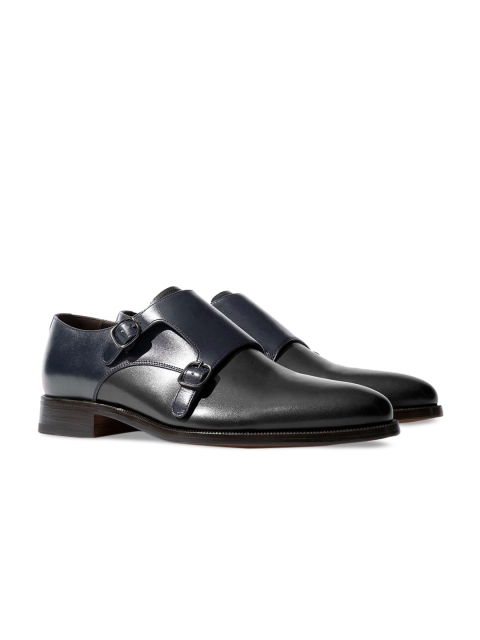 

Rapawalk Blue & Black Handcrafted Wide Width Leather Monks