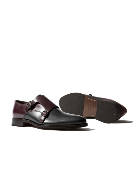 

Rapawalk Burgundy & Black Handcrafted Wide Width Leather Monks