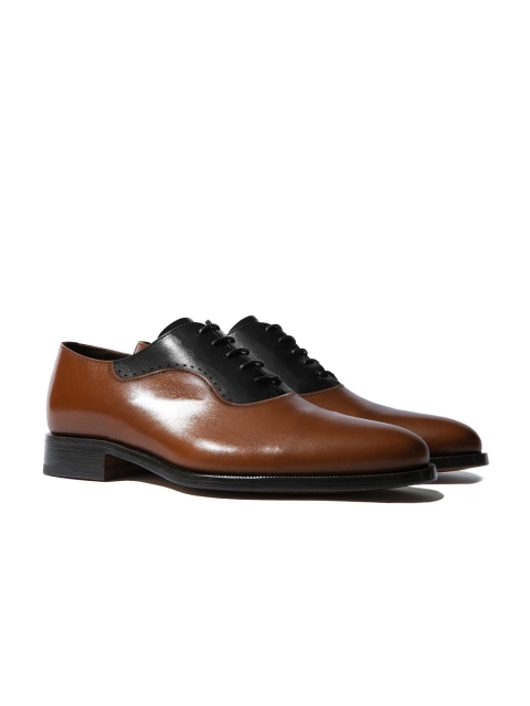

Rapawalk Tan & Black Handcrafted Wide Width Leather Oxfords