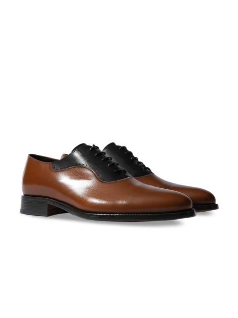 

Rapawalk Tan & Black Handcrafted Wide Width Leather Oxfords