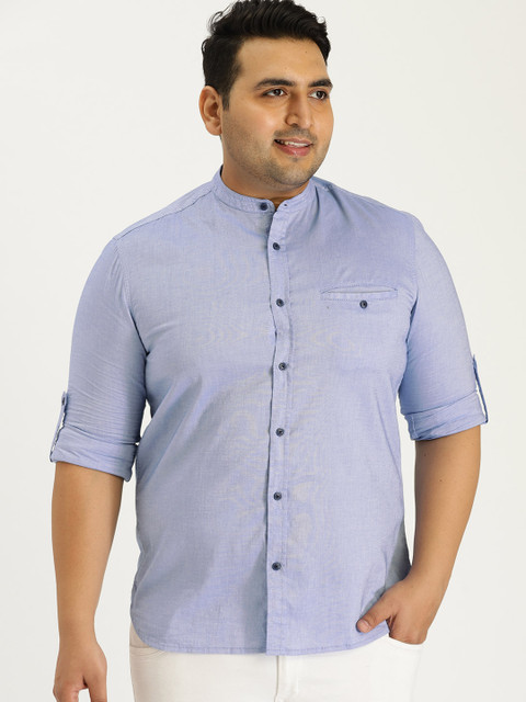 

Sztori Plus Size Men Blue Solid Casual Shirt