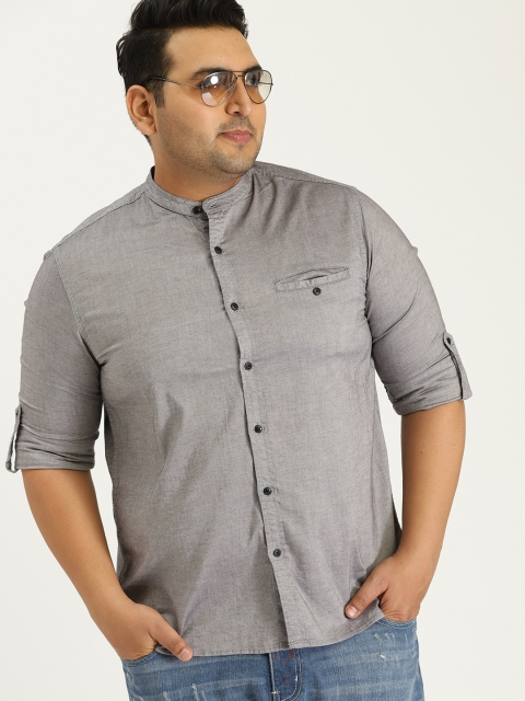 

Sztori Plus Size Men Grey Solid Casual Shirt