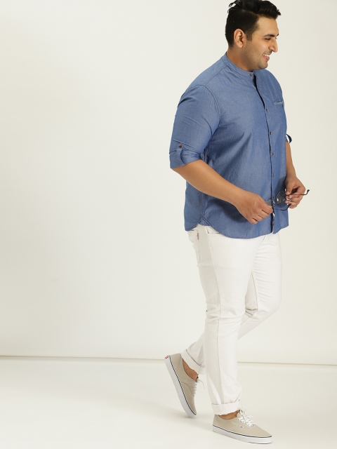 

Sztori Plus Size Men Blue Solid Casual Shirt