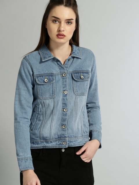 

Roadster Women Blue Faded Denim Jacket