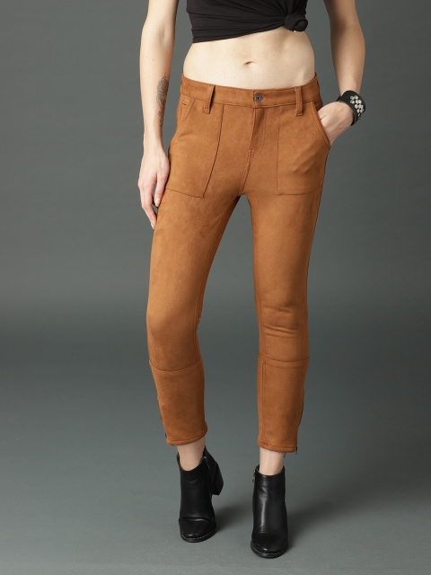 

Roadster Women Tan Brown Solid Regular Trouser