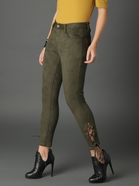 

Roadster Women Olive Green Skinny Fit Mid-Rise Clean Look Jeans