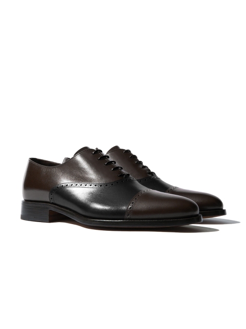 

Rapawalk Brown & Black Handcrafted Wide Width Leather Oxfords