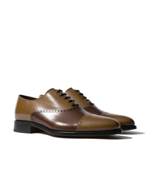 

Rapawalk Beige & Coffee Brown Handcrafted Wide Width Leather Oxfords