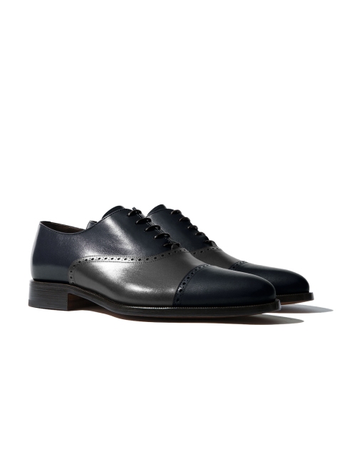 

Rapawalk Blue & Grey Handcrafted Wide Width Leather Oxfords