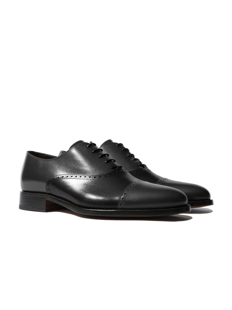 

Rapawalk Grey & Black Handcrafted Wide Width Leather Oxfords