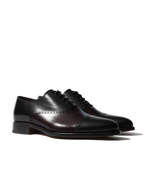 

Rapawalk Black & Burgundy Handcrafted Wide Width Leather Oxfords