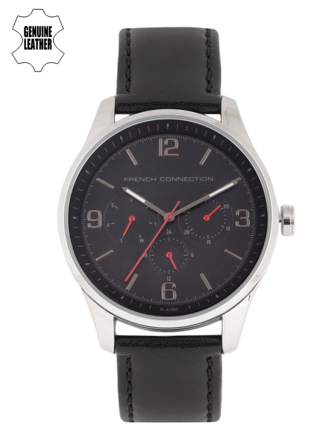 

French Connection Men Black Genuine Leather Analogue Watch FC1307B_OR1