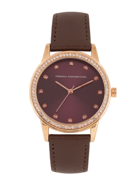 

French Connection Women Burgundy Embellished Analogue Watch FC1251TA_OR1