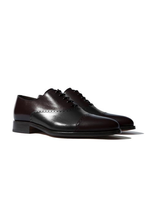

Rapawalk Burgundy & Black Handcrafted Wide Width Leather Oxfords